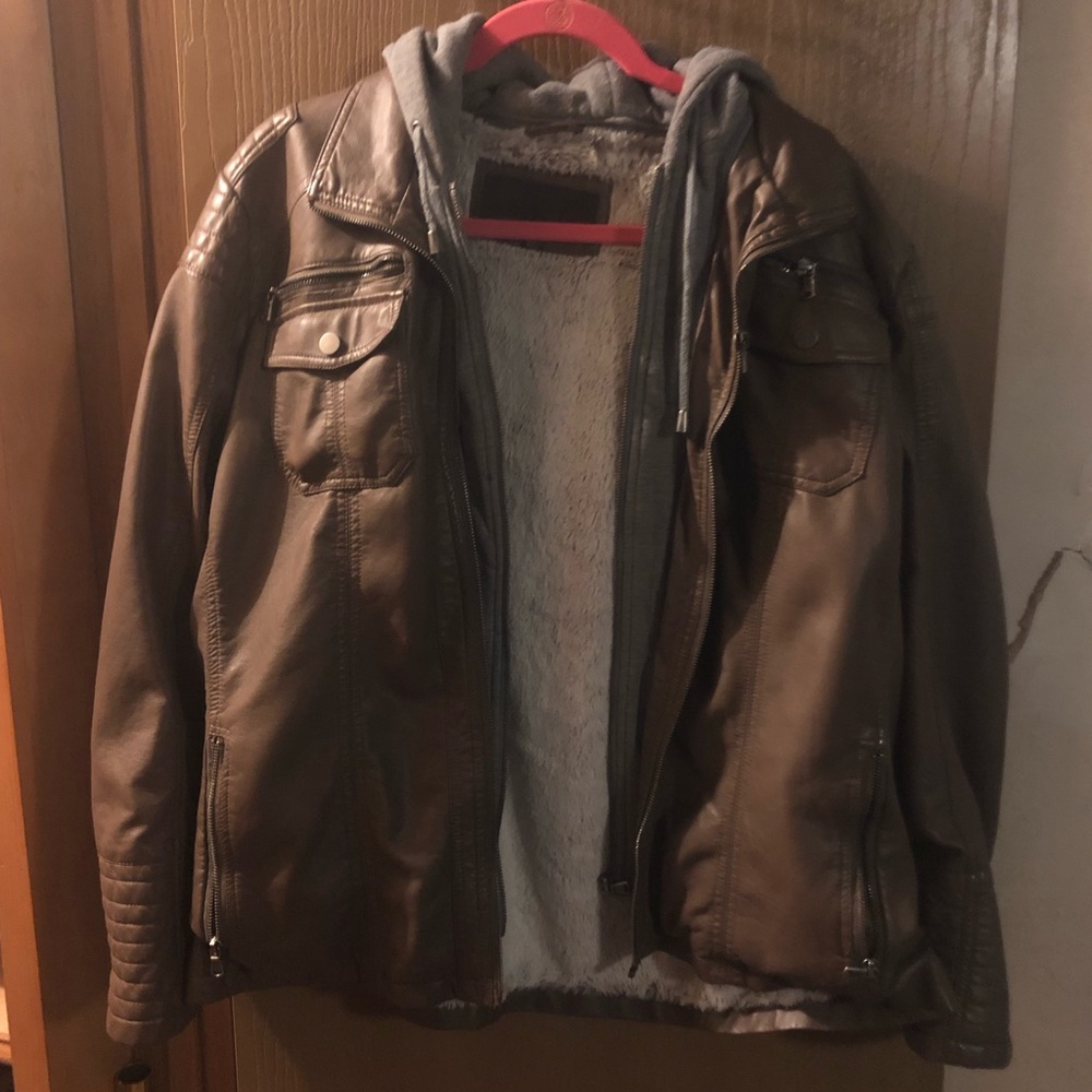 Heavy Fur Lined Leather Coat